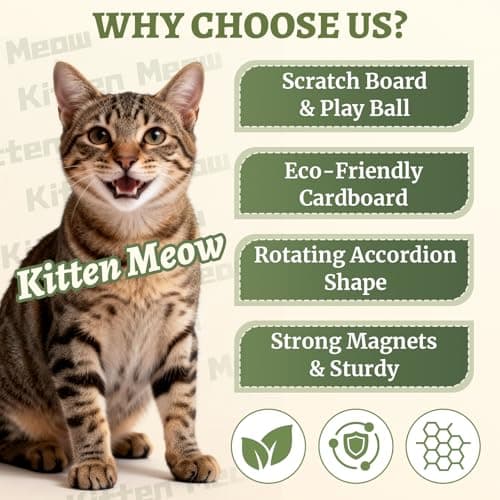 VOXGET 1 Pack Cat Scratcher Toy with Balls Bells, Magic Organ Foldable Cat Scratching Board for Kitten, Interactive Toys for Indoor Adult Cats Exercise Anxiety Relief, Auburn - Thumbnail 2