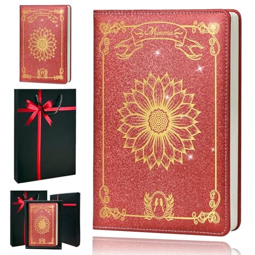 QDWXDEL Journal for Women,A5 Hardcover Leather Journal - 200 Pages Premium Paper Notebook,Sunflower Journal Notebook for School, Work (Sunflower Red) - Image 1