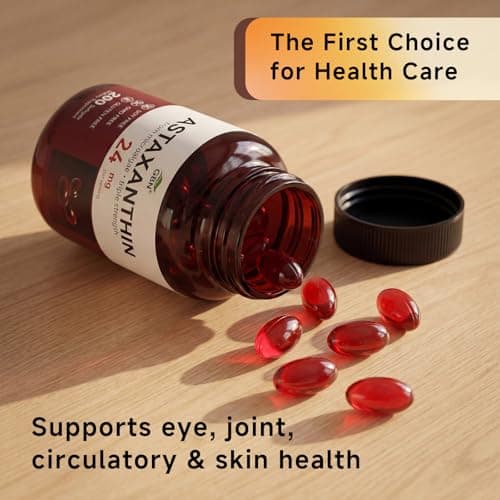 GBN Astaxanthin Supplements 24mg 200 Softgels, Supports Eye, Skin, Joint, Brain, Heart & Immune System Health, Stamina & Healthy Aging for Women & Men, Fresh Microalgae Source - Thumbnail 4