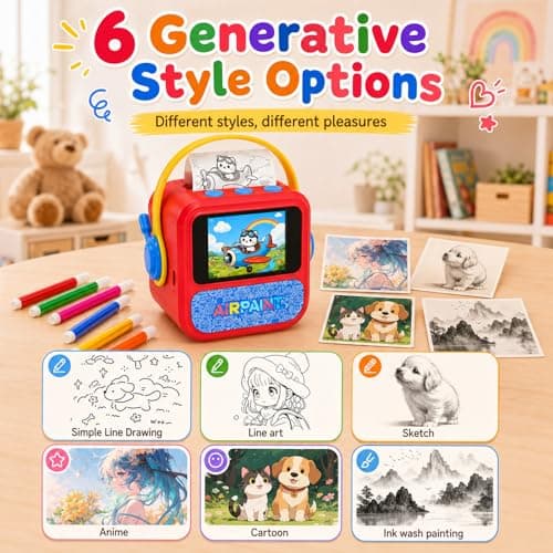 Sticker Maker for Kids, AI Voice Activated Mini Thermal Sticker Printer,Red - Thumbnail 5