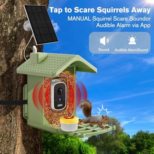 Smart Bird Feeder with Camera Solar Powered, AI Birds Species Identification, 2.5K HD Video Bird House with Camera for Outside, Weatherproof Design Ideal Gifts for Valentine's Day, Bird Lovers, Green - Thumbnail 6