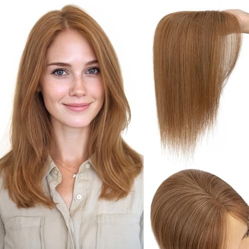 TESS Hair Toppers for Women Hair Pieces for Women with Thinning Hair Clip in Handmade Lace Base 3 Clips, 3.2 × 4.5 Inch, 12 Inch, Dark Linen