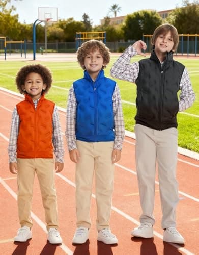 M MAELREG Boys Puffer Quilted Vest Warm Lightweight Sleeveless Kids Jacket with Pockets for School Outdoor Winter - Thumbnail 3