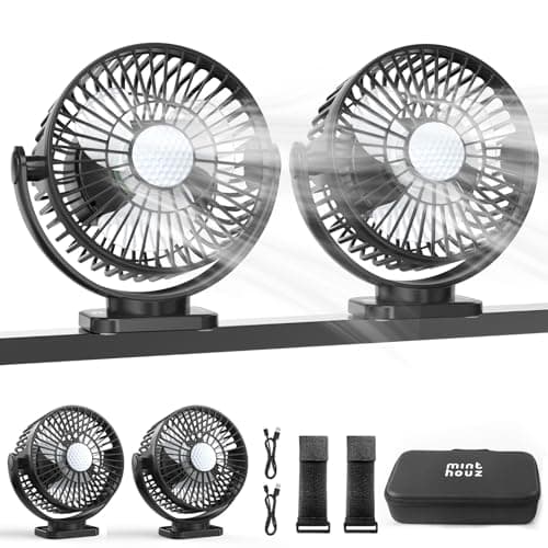 Minthouz Magnetic Golf Cart Fan, Rechargeable 12000mAh Fan, 3-Speed 360° Rotation, Timer Function, LED Lighting, Magnetic Base & Strap, Compatible with EZGO, Club Car, Yamaha Golf Carts - Image 1