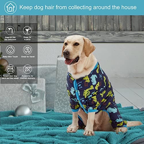 LovinPet Dog Clothing for Large Dogs: Dinosaur in The Jungle Print, Lightweight Stretchy Knit Pullover Puppy Pajamas, Big Dog Onesie. Large Breed Dog Jammies, Pet PJ's/XXL - Thumbnail 6