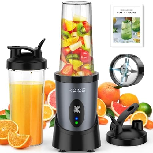 KOIOS Smoothie Blender, 900W Personal Blender for Shakes and Smoothies for Kitchen with 2 Portable Cups 22oz, Single Serve Smoothies Maker Mixer for Juices, Nutritious Recipe, Grey Blue - Image 1