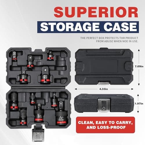 AmazingFree 11-Piece Impact Socket Adapter Set-Impact Rated Drill Socket Adapters&Extensions,1/4" 3/8" 1/2" Drive,CR-V&CR-MO Steel,Ball Detent for Secure Fit,Essential Tool Kit for Car/Home Repair - Thumbnail 6