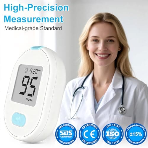 Blood Glucose Monitor Kit, Blood Sugar Testing kit with 50 Blood Sugar Test Strips, 50 Painless 33G Lancets, 1 Blood Glucose Meter, 1 Lancing Device, Medical Accuracy, 5-Second Results, No Coding & Auto Eject, Glucometer Kit for Diabetes Testing for Home/Travel Use - Thumbnail 2