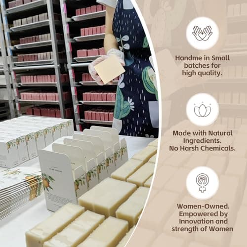 Natural Amor Handmade Soap Bar Set (4 Pack), Cold Process, Natural Ingredients Gift Box for Women, Moisturizing Body & Face Bars, Spa Self Care Gift - Thumbnail 5