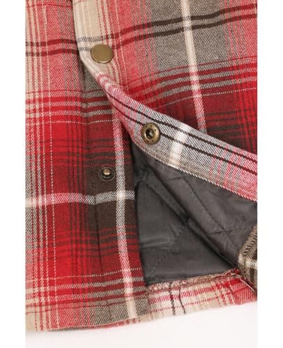 ZENTHACE Kids Quilted Lined Hooded Flannel Jacket Holiday Ready Winter Snap Plaid Thermal Coat Red M - Thumbnail 6