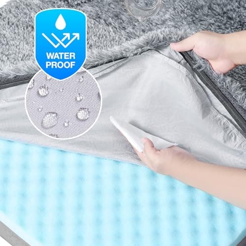 EHEYCIGA Foldable Human Dog Bed, 72"x44"x11" Orthopedic Memory Foam Human Sized Dog Bed, Waterproof Pet Bed for People, Faux Fur Pet Couch for Adult with Non-Slip Bottom, Grey - Thumbnail 5