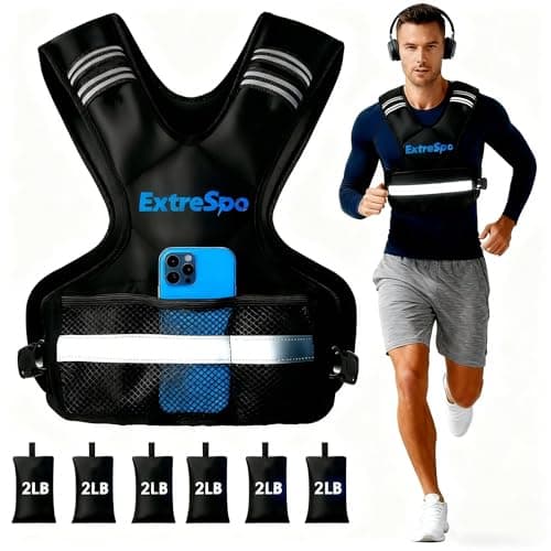 ExtreSpo Adjustable Weighted Vest for Women and Men, 20-32lb Weight Vest with 6 Ironsand Weights, Body Weight Vest Exercise Set with Reflective Strip for Strength Training and Workout - Image 1