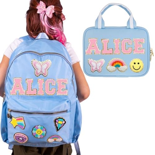 ROSLILY Personalized Backpack Lunch Bag Kids Back To School Backpack With Name Patch for Girls Boys Toddles Students Birthday Christmas - Image 1