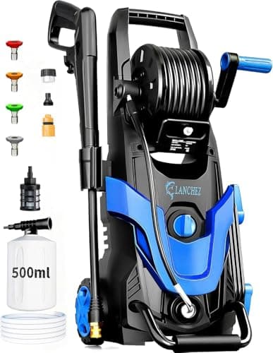 2026 Upgrade Pressure Power Washer 4800PSI w/4 Quick Connect Nozzles, Inlet Hose & Filter&500ML Soap Tank, High Cleaning Machine for Cars/Fences/Driveways/Patios/Home Cleaning,Blue - Image 1