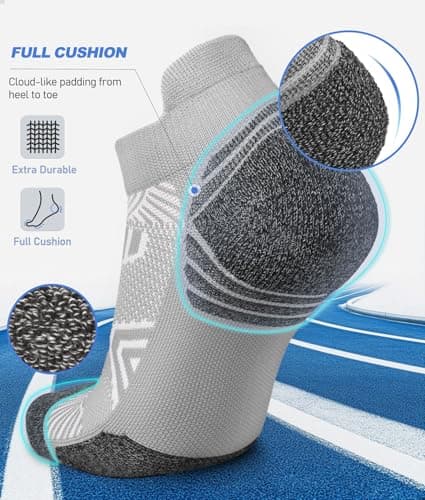 Cushioned Cotton Ankle Compression Socks for Men Women 6 Pairs Wicking Low Cut Arch Support Plantar Fasciitis Socks - Thumbnail 6