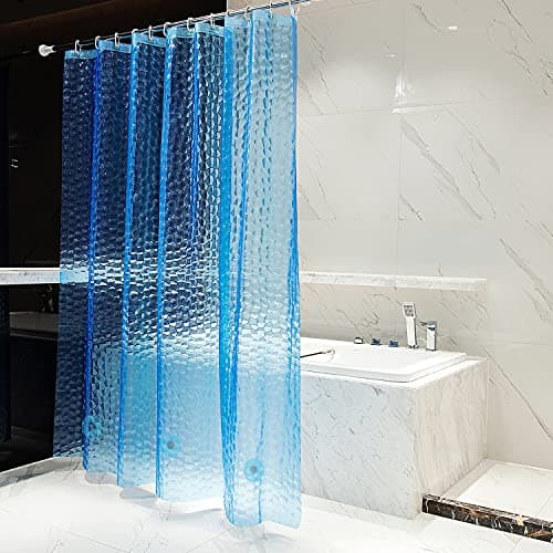 Bostofy Waterproof Shower Curtain Liner EVA Thick Shower Curtain with Heavy Duty 3 Bottom Magnets, Shower Liner for Shower Stall, Bathtubs, 3D Pebble Pattern, 72 x 72,12 Hooks - Image 1