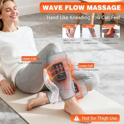 FLORAVIC Cordless Leg Massager with Heat for Daily Pain & Comfort Use, Calf Massager with Adjustable Wraps, 3 Modes & 3 Intensities, Valentines Day Gifts for Him Men, Seniors, Mom Gifts for Relaxing - Thumbnail 2
