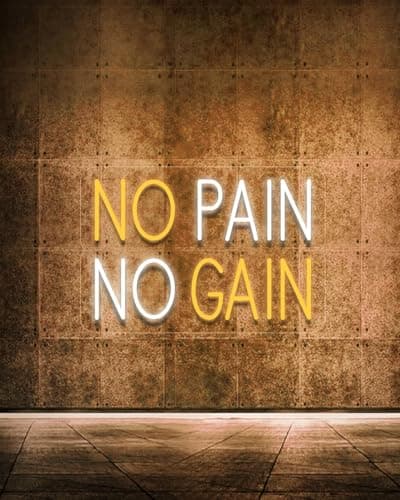NO PAIN NO GAIN, Neon Sign for Wall Decor, LED Neon Lights Home Gym Decor, USB Powered Switch LED Signs, Motivational Wall Art for Man Cave, Office, Dorm, Yellow - Image 1