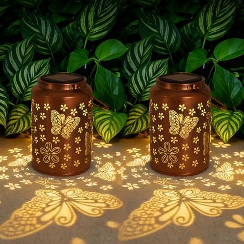 Gifts for Mom 2 Pack Butterfly Solar Lights Outdoor Garden Decor for Outside, Butterflies Solar Lantern Outdoor Waterproof for Outdoor Decor - Image 1