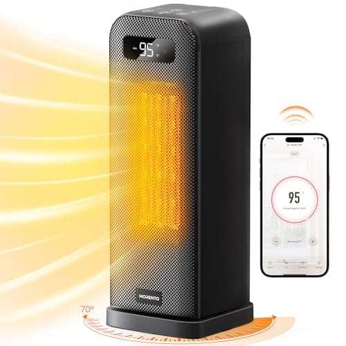 MORENTO Space Heaters for Indoor Use, Smart Space Heater, Wi-Fi & Voice Control, Portable Heater with Thermostat, 1500W Electric Heater, 12H Timer, Quiet Space Heater for Office Bedroom Home (Black) - Image 1