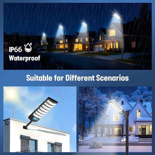 YUNICE Solar Street Lights Outdoor Dusk to Dawn Motion Sensor 280LED 6500K Solar Street Lights Outdoor Waterproof IP67 Parking Lot Light with Pole and Remote Control for Yard(2Pack) - Thumbnail 6