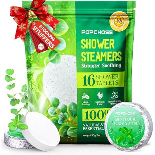 POPCHOSE Shower Steamers Aromatherapy 16 Pack, Valentines Day Gifts for Women & Men, Eucalyptus for Shower with Natural Essential Oils- Quick Relief Nasal Congestion, Home SPA & Self Care Relaxation - Image 1