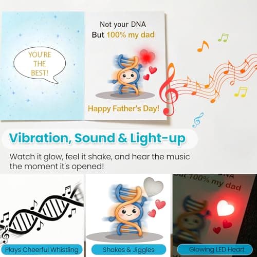 mountova Bonus Dad Stepdad Father's Day Card, Funny Animated Shaking Light Up and Musical Stepdad Greeting Card from Step Son Daughter，5.9" x 7.9" - Thumbnail 3