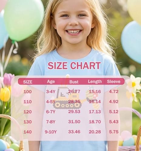 Easter Shirts for Boys Girls Bunny Easter Graphic Tshirts Kids Eggs Hunts Holiday Top 3-10T Blue - Thumbnail 5