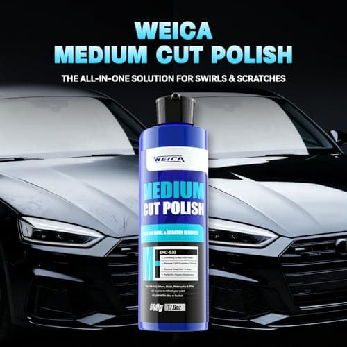 WEICA Medium Cut Polish - 17.6 Bottle for Swirl Marks & Light Scratch Removal - Safe Car Paint Polishing Compound - Use by Dual Action Polisher or Hand - All Clear Coats - Thumbnail 2