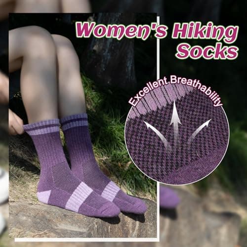 Juedverty Merino Wool Socks For Women Hiking Winter Boot Thermal Warm Thick Cushion Cozy Work Crew Socks 5 Pairs - Thumbnail 5