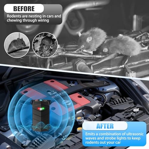 Rodent Repellent for Car Engines, Mouse Repellent Ultrasonic Rodent Repeller, Variable Frequency Ultrasonic&LED Strobe Lights, Keep Mice Away from Car Engines, Indoors, Outdoors, Rooms (2-Pack) - Thumbnail 3