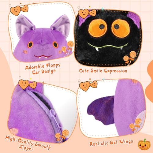 MIAODAM Bat Stuffed Animal Plush, 11inch Reversible Purple Bat Plushies Pillow, Cute Baby Plush Toy Gift for Toddler Girls Boys - Thumbnail 4