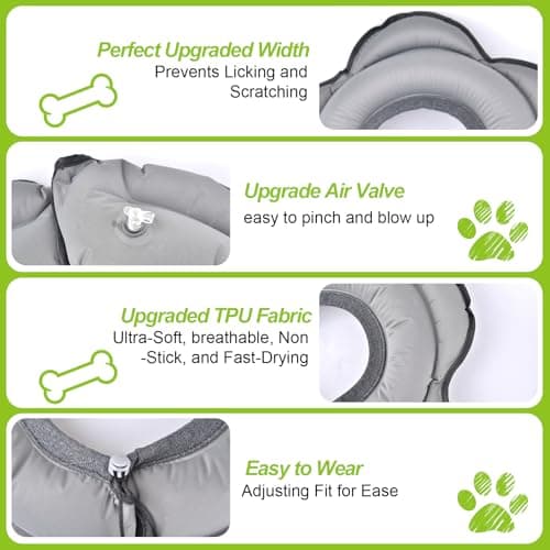 Dog Cone Collar for Large Dogs, Soft Inflatable Dog Donut Alternative After Surgery, Adjustable Protective Pet Recovery Collar, Donut Recovery Collar Prevents Licking for Dogs (Gray, XL) - Thumbnail 4