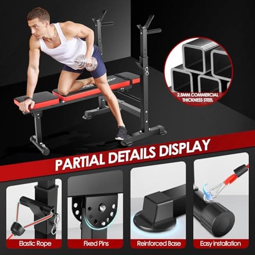 OPPSDECOR 900LBS All in One Weight Bench Set with Squat Rack Adjustable Workout Bench with Leg Developer Preacher Curl Rack Fitness Strength Training Bench for Home Gym - Thumbnail 6