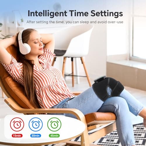 Heating Pad for Knee Pain Relief - Cordless Heated Knee Brace with Massager, Heating Knee Warmers Wrap & Arthritic Knees, Ideal for Arthritis & Joint Pain 2PCS - Thumbnail 3