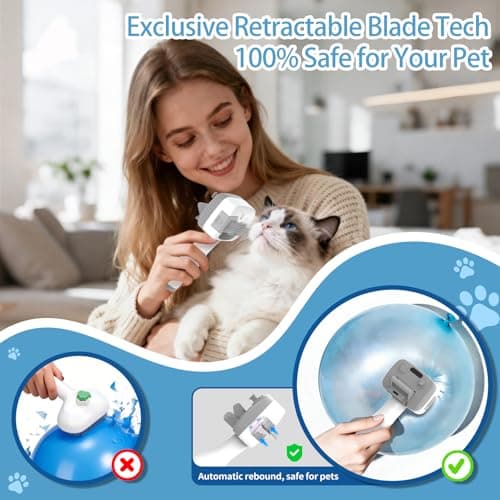 Pet Steam Brush for Dogs & Cats,5-in-1 Self-Cleaning Dog Steam Brush with 3 Swap-in Heads (Grooming, Dematting, Deshedding),Cat Spray Hair Removal Comb,Includes Pet Essence & Storage Bag - Thumbnail 4