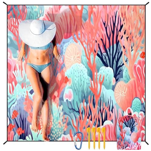 HIHOHO Beach Blanket Waterproof Sandproof Extra Large Beach Mat 79" X 83"/120"x108"for 1-8 Adults Quick Drying Durable Outdoor Picnic Mat for Beach Travel Camping Hiking - Image 1