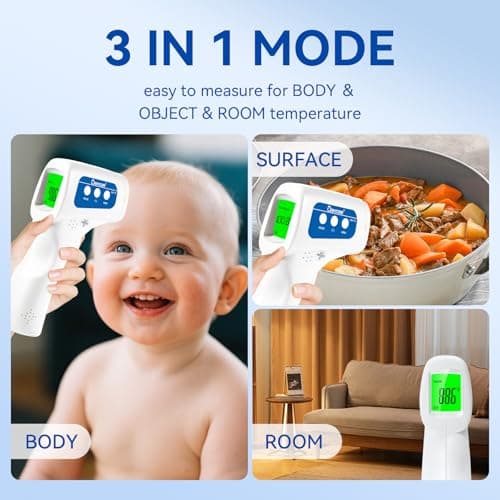 Berrcom 3-in-1 Contactless Infrared Forehead Thermometer for Fever Check | for Babies, Kids & Adults | 2-Pack | Batteries Included | JXB-178 (White) - Thumbnail 3
