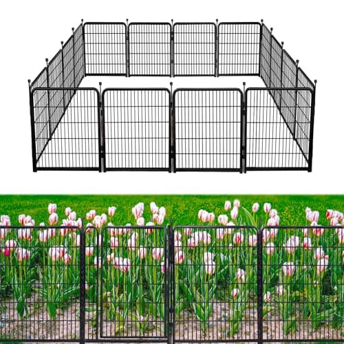 Getlay Doorless Dog Digging Fence Barrier,56in(H) 10 Panels Total 22.1 Ft(L), Black Metal Fencing for Yard 4.6ft Tall, Dog Fence Outdoor for Yard, Fences for Garden Beds, Garden Fencing Border - Image 1