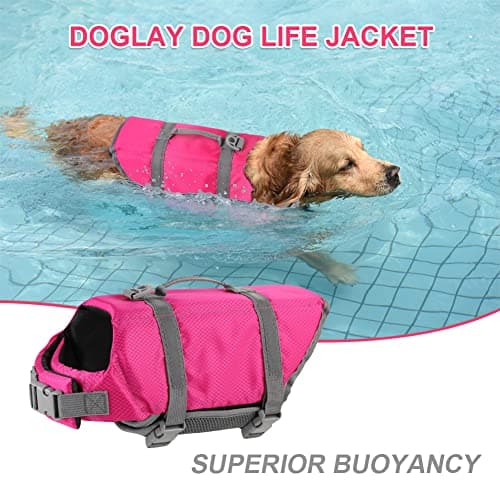 Doglay Dog Life Jacket, Dog Life Vest for Swimming Boating, Adjustable Puppy Life Jacket with Reflective Stripes, Superior Buoyancy Dog Swimming Vest for Small Medium and Large Dogs - Thumbnail 4