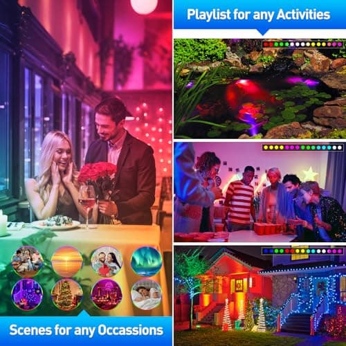 T-SUNUS Smart Bluetooth LED Pond Lights IP68 Waterproof Submersible Underwater Light 4-in-1 Dimmable Timing Landscape Spotlights for Fountains Ponds Waterfalls Aquariums Fish Tank Garden Fountain - Thumbnail 4