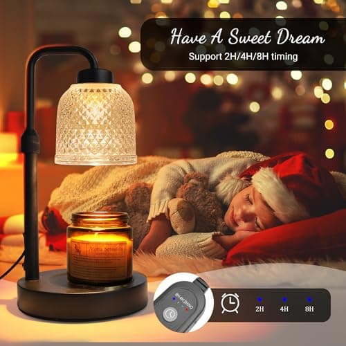 AIFEI Candle Warmer Lamp with Timer, Dimmable Adjustable Height Candle Lamp, Birthday Gifts for Women Mom Sister Friends, House Warming Gifts New Home, Candle Lamp Warmer with 2 Bulbs - CoalBlack - Thumbnail 4