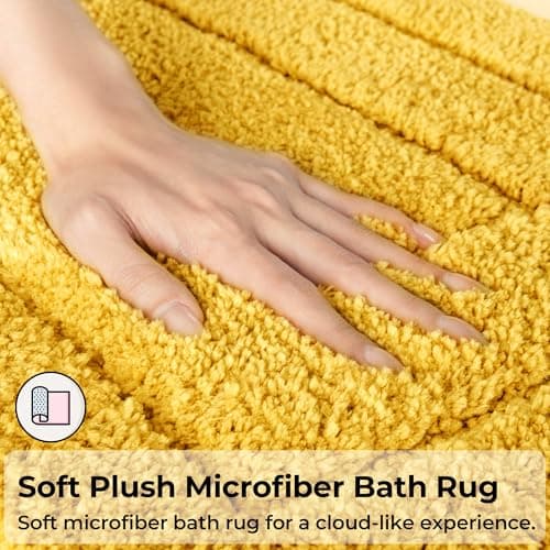GRANNY SAYS Bathroom Rugs Sets 2 Piece,Soft Bath Mats for Bathroom, Bath Rugs Non Slip Washable, Absorbent Bath Rug for Tub, Shower and Toilet, Bath Mat Set (Yellow, 20" x 32" + 16" x 24") - Thumbnail 3