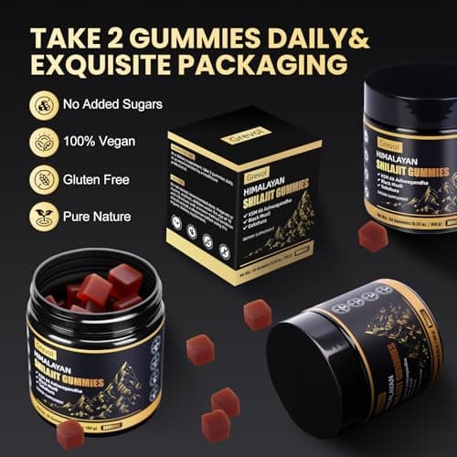Grevol Himalayan Shilajit Gummies with Ashwagandha - Fulvic Acid & 85+ Trace Minerals - No Added Sugar - Shilajit for Men & Women - 60 Gummy - Thumbnail 5