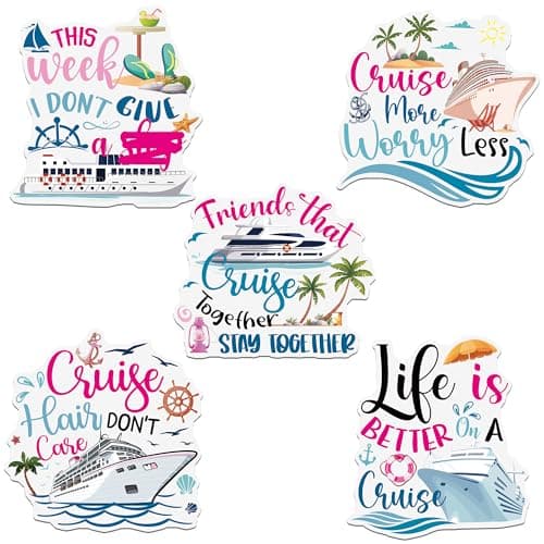 Funny Cruise Door Decorations Magnetic - 5 Pcs Friends Fun Cruise Door Magnets, Cruise Ship Essentials Magnets Fun Door Signs for Cabin Door Carnival Party Fridge Decor - Image 1