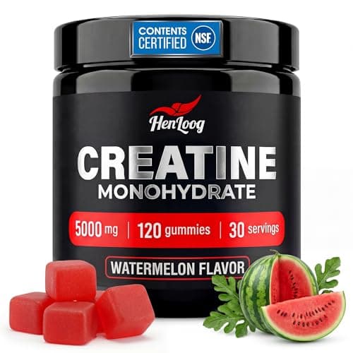 Hen Loog NSF Certified Creatine Monohydrate Gummies 5g for Men & Women,GMO Free,Sugar Free Pre-Workout Supplement Vegan Creatine Gummies for Muscle Strength, Muscle Builder, Energy Boost,120 Count - Image 1