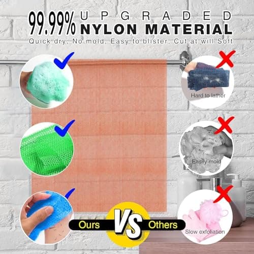 UJFQBH 3 Pieces African Bath Sponge African Net Long Net Bath Sponge Exfoliating Shower Body Scrubber Back Scrubber Skin Smoother,Great for Daily Use (Pale Purple, Blue, Green) - Thumbnail 2