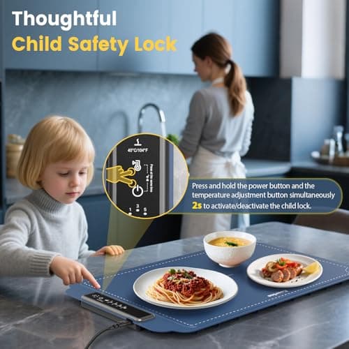 Kourice Warming Mat for Food, Food Warmer with 4 Level Adjustable Temperature, Full Surface Heating, Rollable & Portable Food Warming Mat，Electric Warming Tray for Buffets Party and Home Daily Use - Thumbnail 5