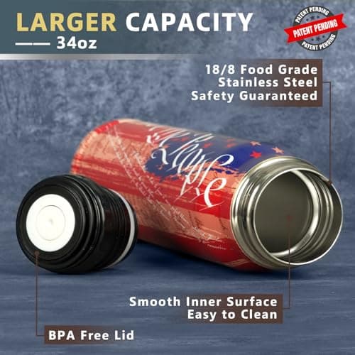 Funslive We the People American Flag, 250 Anniversary USA 34 oz Bullet Tumbler, Fishing Hunting Camping Mens Gifts Ideas, Gifts for Men Who Have Everything, Birthday Husband Him Men Gifts 2026 - Thumbnail 4