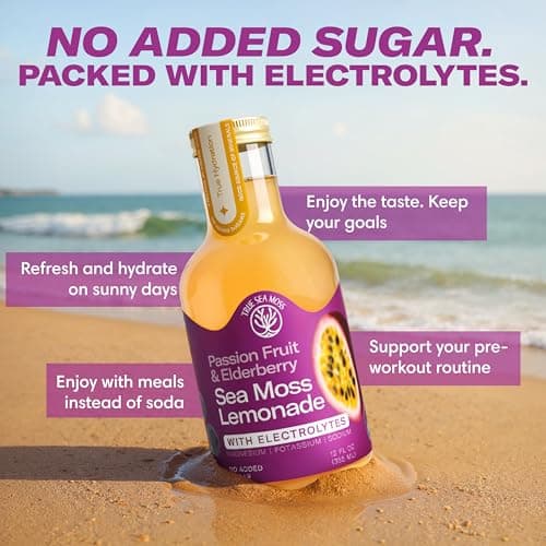 Passion Fruit Elderberry Sea Moss Electrolyte Lemonade – Exotic Drink – No Added Sugar with Sea Moss & Electrolytes – 4 x 12 fl oz Bottles – Made in USA - Thumbnail 5